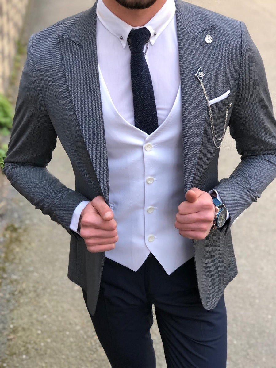 Slim-Fit Suit Vest Dark Blue | BOJONI