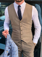 Load image into Gallery viewer, Slim-Fit Plaid Suit Vest Blue-baagr.myshopify.com-suit-BOJONI
