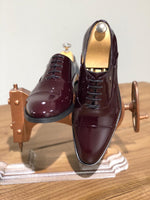 Load image into Gallery viewer, Classic Laced Patent Leather Shoes in Burgundy-baagr.myshopify.com-shoes2-BOJONI
