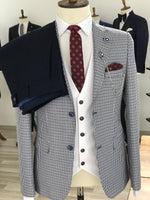 Load image into Gallery viewer, Forenzax Slim-Fit Plaid Suit Vest Navy-baagr.myshopify.com-suit-BOJONI
