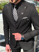 Load image into Gallery viewer, Bond Slim-Fit Suit Vest Black-baagr.myshopify.com-suit-BOJONI
