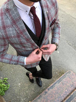 Load image into Gallery viewer, Slim-Fit Plaid  Suit Vest Black-baagr.myshopify.com-suit-BOJONI
