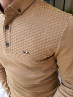 Load image into Gallery viewer, Verno Mustard Slim Fit Long Sleeve Polo Shirt-baagr.myshopify.com-sweatshirts-BOJONI
