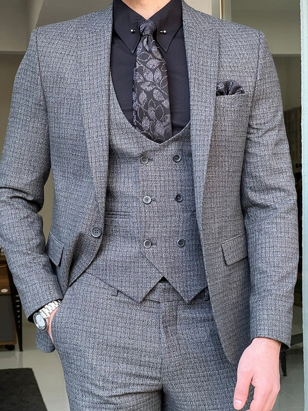 Bojoni Perris Gray Slim Fit Wool Suit | BOJONI