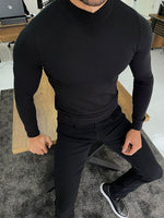 Load image into Gallery viewer, Casani Black Slim Fit Mock Turtleneck Sweater-baagr.myshopify.com-sweatshirts-BOJONI
