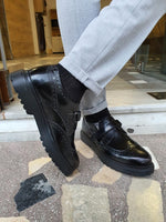 Load image into Gallery viewer, Bojo Giotto Black Wing Tip Buckle Loafers-baagr.myshopify.com-shoes2-BOJONI
