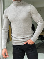 Load image into Gallery viewer, Casani Gray Slim Fit Turtleneck Sweater-baagr.myshopify.com-sweatshirts-BOJONI
