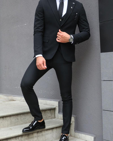 Forenzax Black Classic Slim Fit Suit | BOJONI