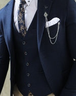 Load image into Gallery viewer, Garuzo Navy Blue Slim Fit Plaid Wool Suit-baagr.myshopify.com-suit-BOJONI
