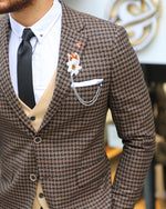 Load image into Gallery viewer, Forenzax  Brown Slim Fit Plaid Wool Suit-baagr.myshopify.com-suit-BOJONI
