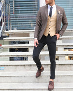 Load image into Gallery viewer, Forenzax  Brown Slim Fit Plaid Wool Suit-baagr.myshopify.com-suit-BOJONI
