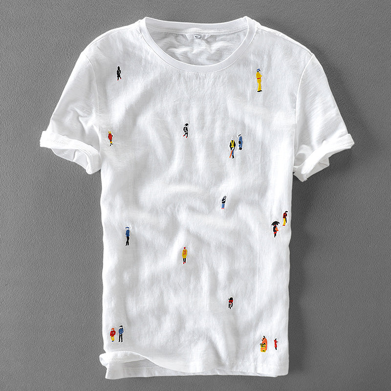 Contemporary Cartoon Linen T-Shirt-baagr.myshopify.com-T-shirt-BOJONI