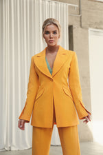 Load image into Gallery viewer, Flared Jacket with Slits on the Sleeves Yellow-baagr.myshopify.com-dress.-BOJONI

