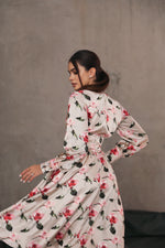 Load image into Gallery viewer, Corset Belt Effect Midi Dress Cream-baagr.myshopify.com-dress.-BOJONI
