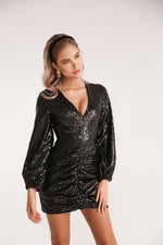 Load image into Gallery viewer, Dress with Drapery and Sequins-baagr.myshopify.com-dress.-BOJONI
