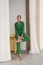 Load image into Gallery viewer, Banana Trousers with Wide Belt Green-baagr.myshopify.com-dress.-BOJONI
