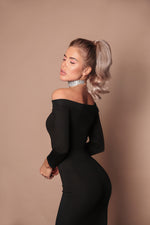Load image into Gallery viewer, Knitted Dress With Bare Shoulders-baagr.myshopify.com-dress.-BOJONI
