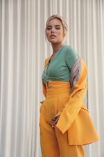 Load image into Gallery viewer, Banana Trousers with Wide Belt Yellow-baagr.myshopify.com-dress.-BOJONI
