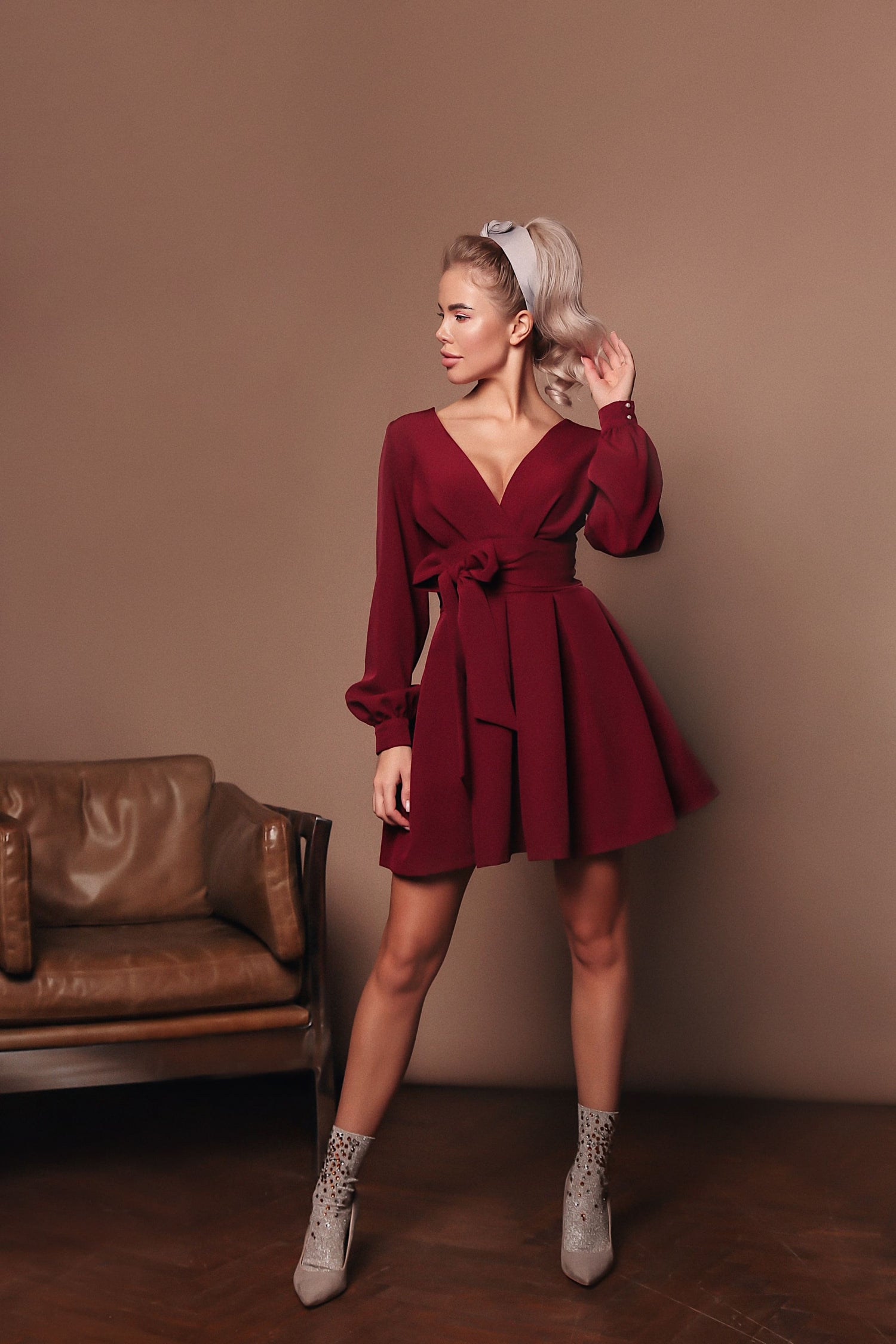 Wrap Dress With Wide Belt-baagr.myshopify.com-dress.-BOJONI