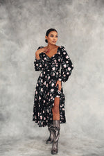 Load image into Gallery viewer, Floral Puff Sleeve Midi Dress-baagr.myshopify.com-dress.-BOJONI
