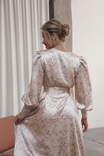 Load image into Gallery viewer, Puff Sleeve Midi Dress Pink-baagr.myshopify.com-dress.-BOJONI
