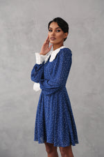 Load image into Gallery viewer, Crepe Chiffon Dress with Turndown Collar and Cuffs-baagr.myshopify.com-dress.-BOJONI
