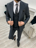 Load image into Gallery viewer, Shagori Gray Slim Fit Peak Lapel Suit
