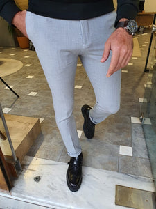Verno Gray Slim Fit Pants-baagr.myshopify.com-Pants-BOJONI